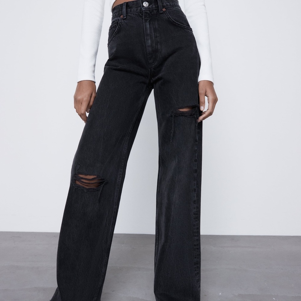 ZARA BLACK WIDE LEG JEANS